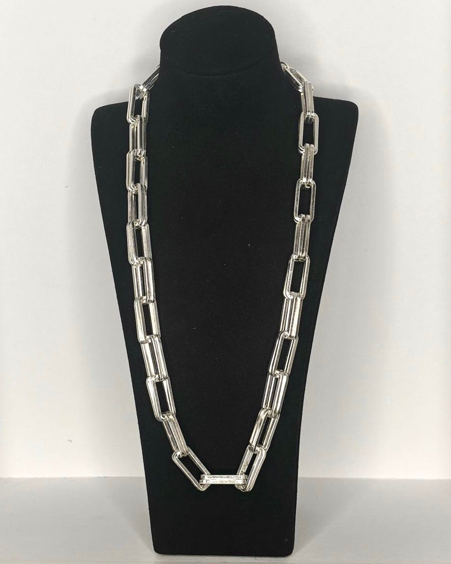 Chunky Link Statement Necklace in Silver