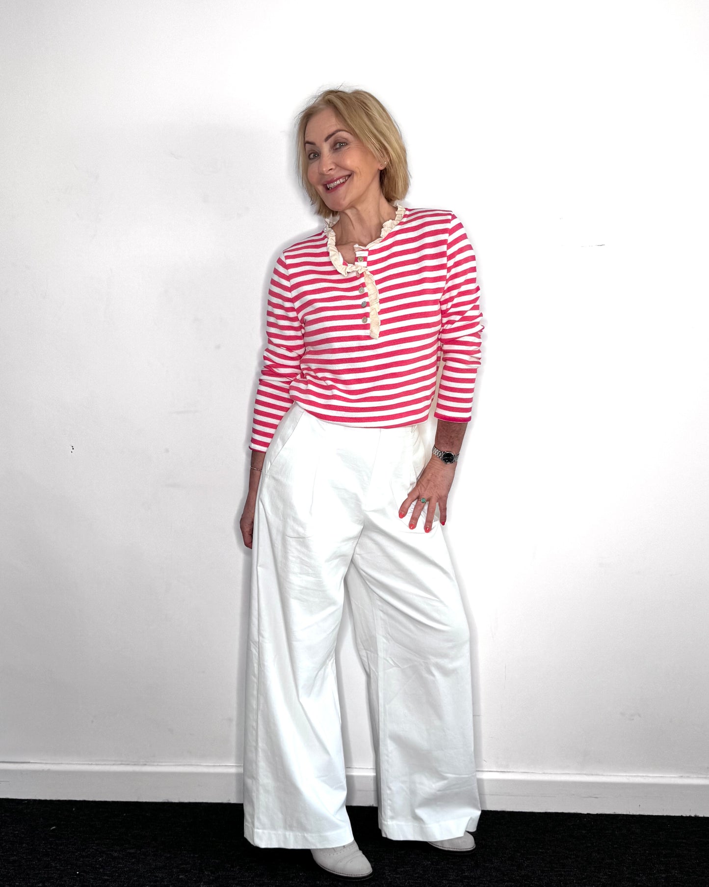The Pascale Stripe Top in Pink