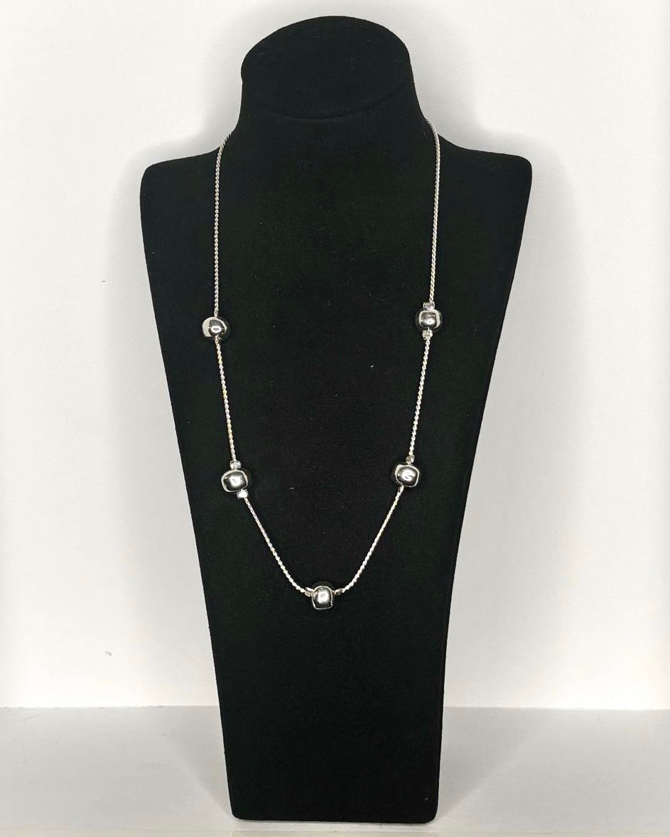 Minimalist Bead Chain Necklace in Silver