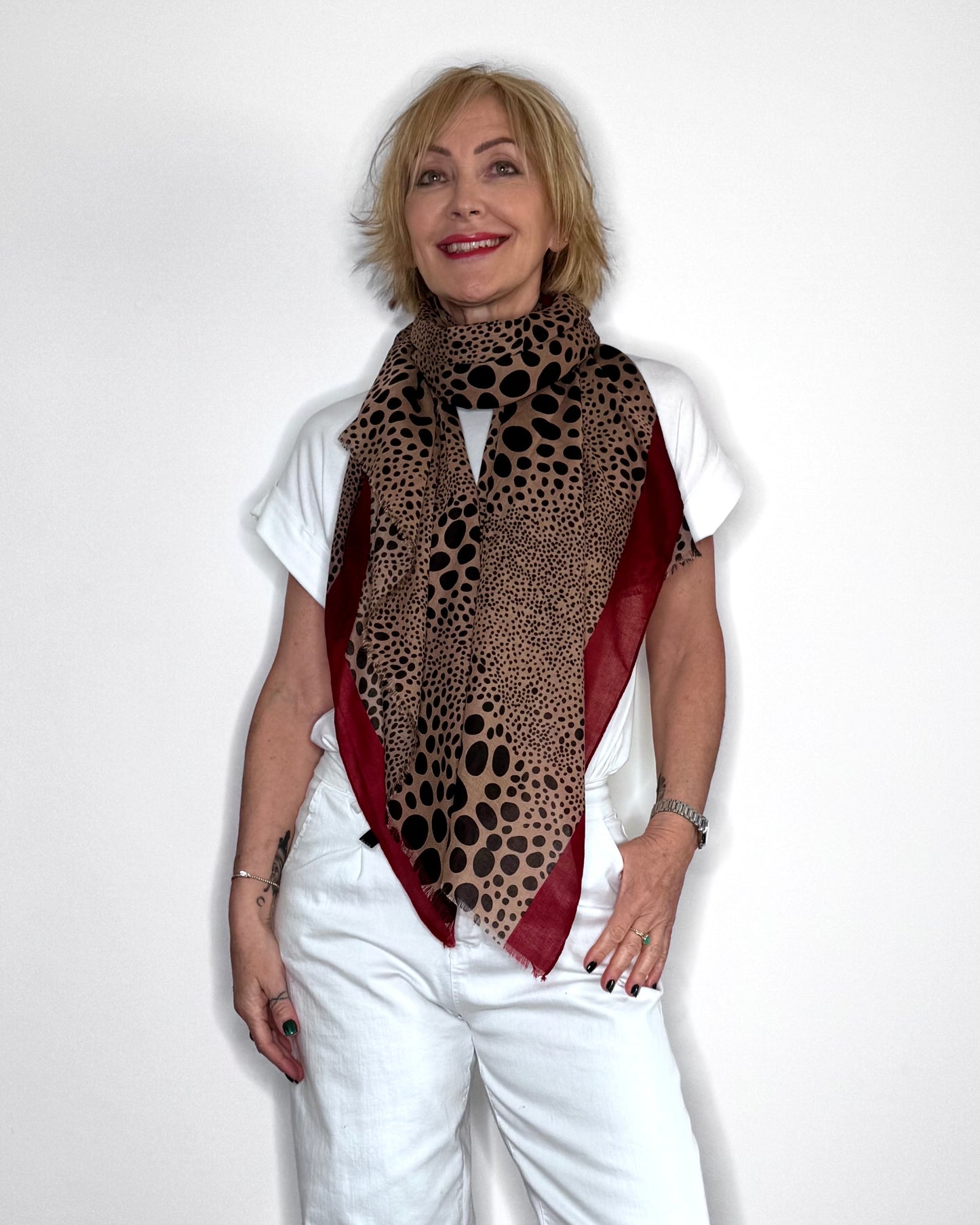 Taupe Leopard Print Scarf