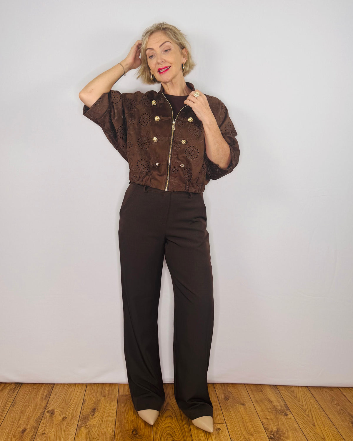 The Celeste Wide Leg Trousers in Chocolate