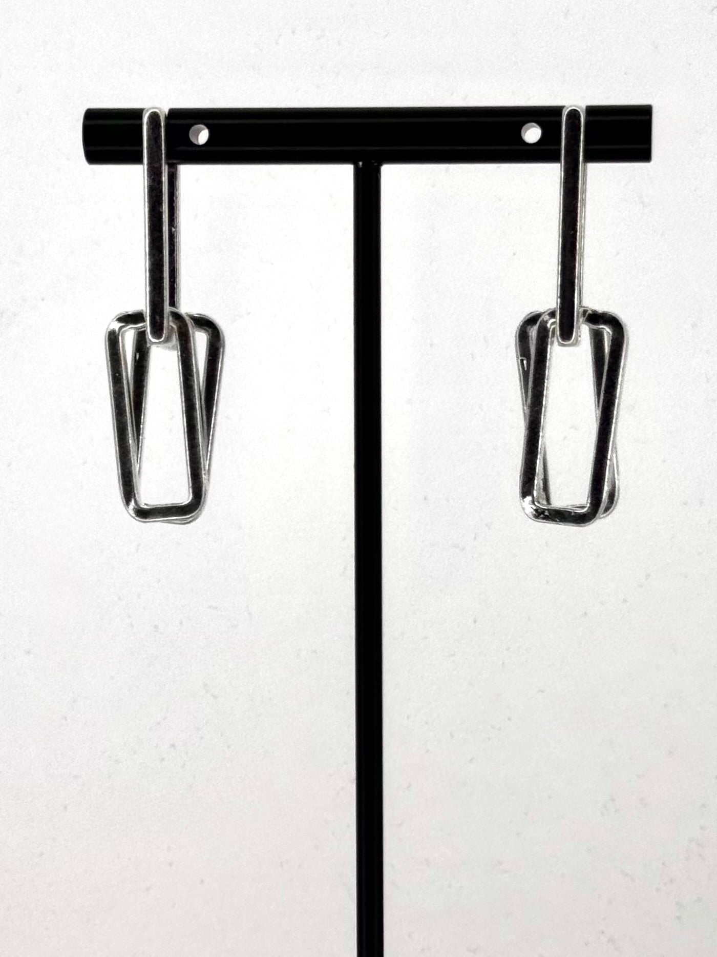 Statement Link Drop Earrings in Silver