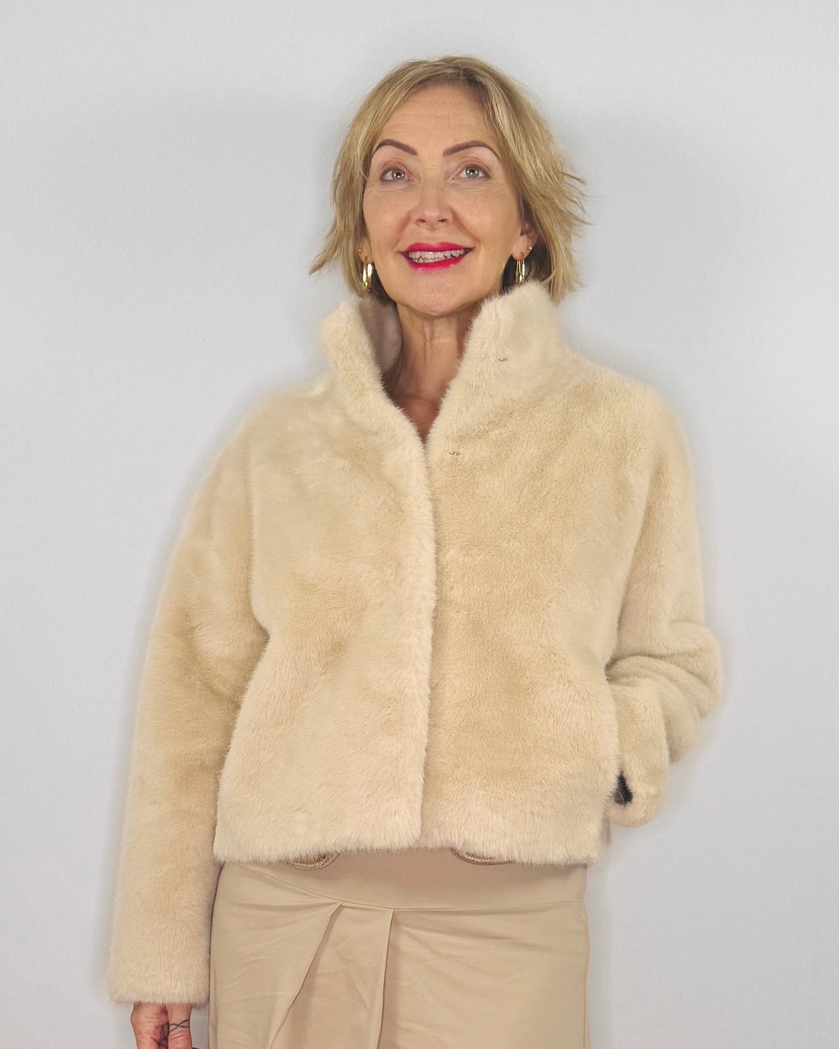 The Margot Faux Fur Jacket in Cream