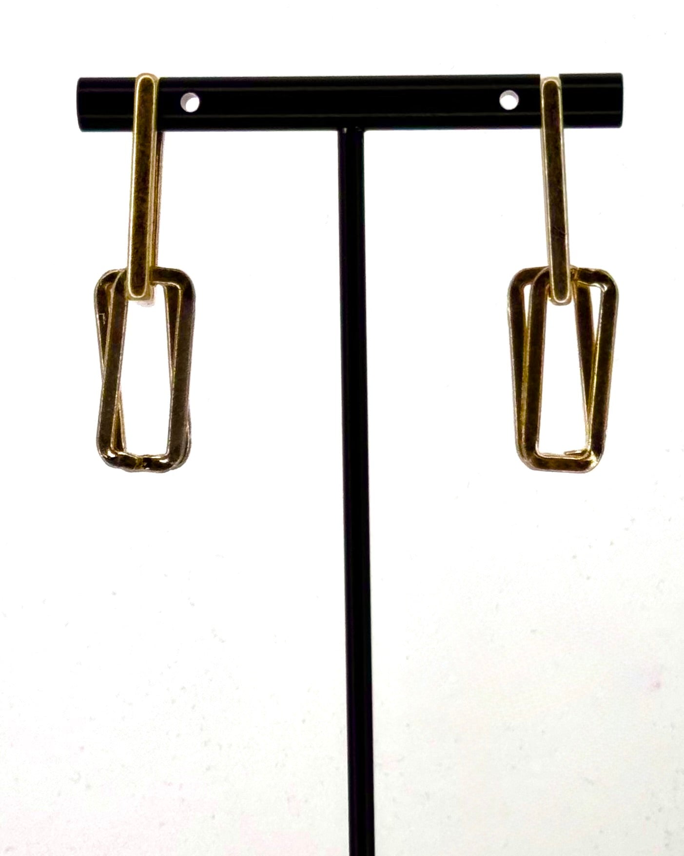 Statement Link Drop Earrings in Gold