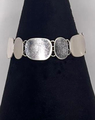 Burnished Flat Link Bracelet in Silver