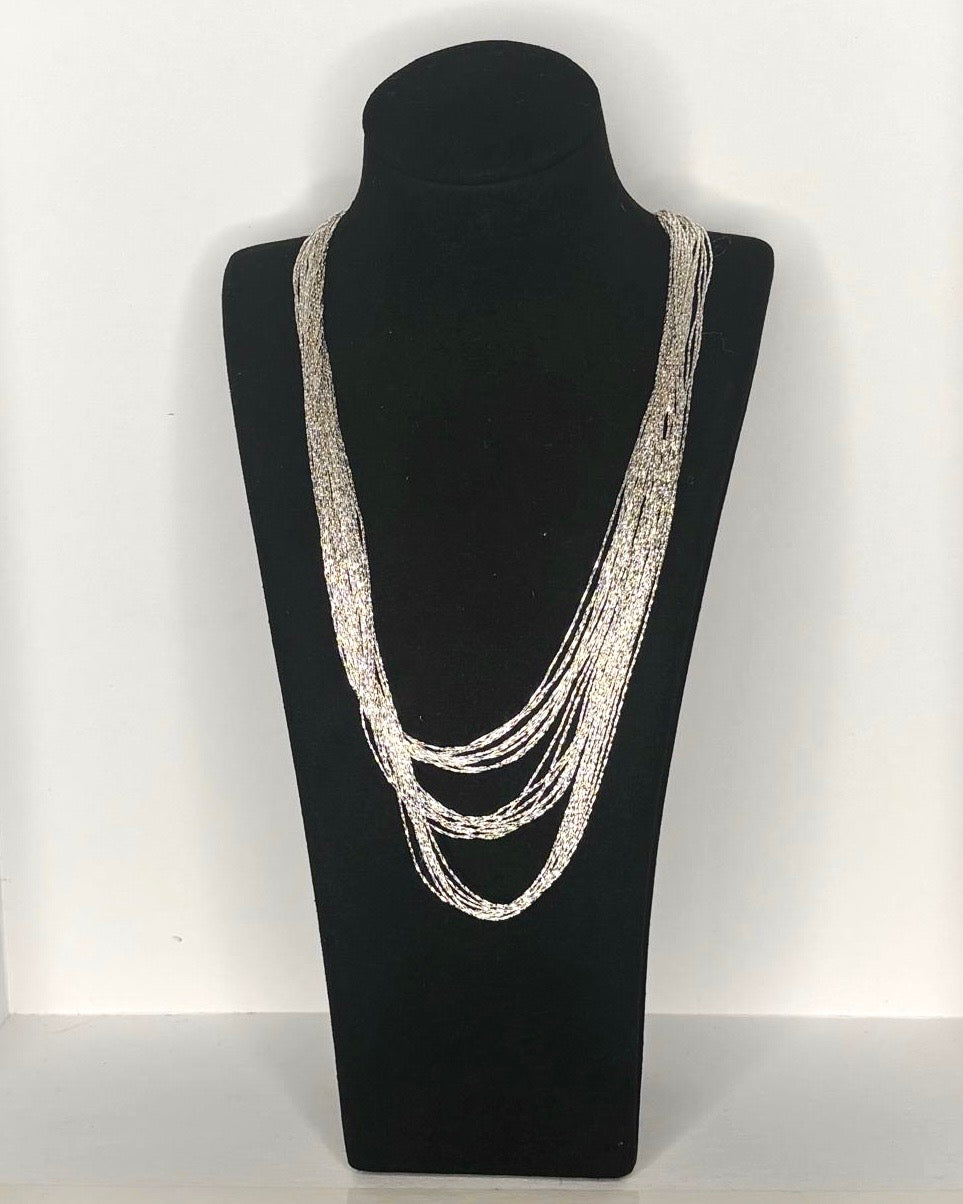 Layered Shimmer Necklace in Silver