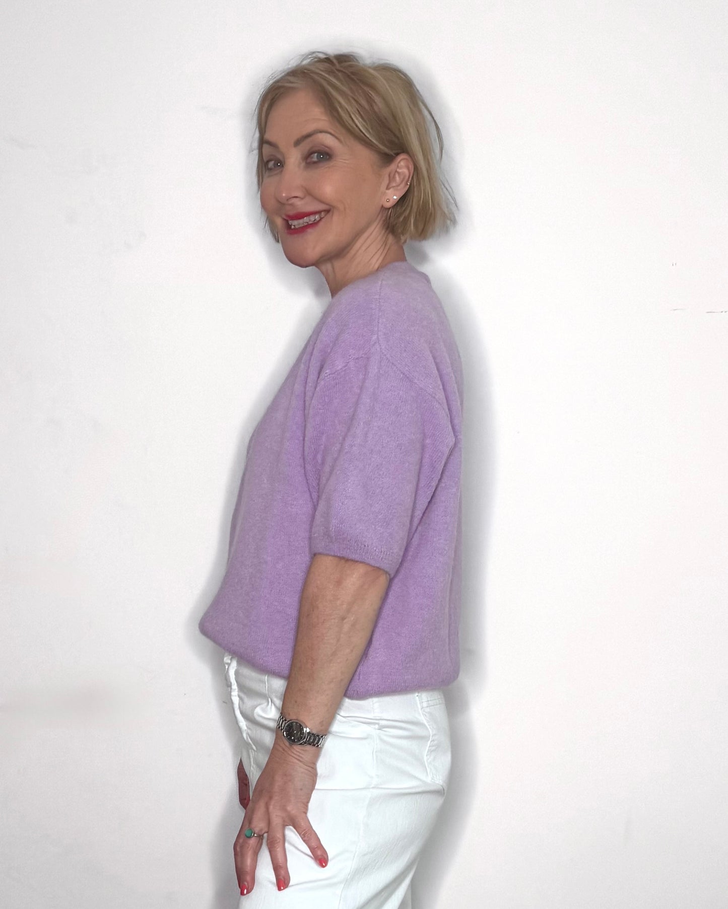 The Frankie Crew Neck Knit in Lilac