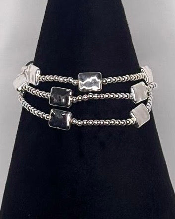 Multi-Strand Beaded Bracelet in Silver