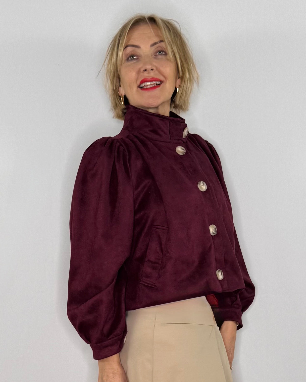 The Alma Jacket in Burgundy