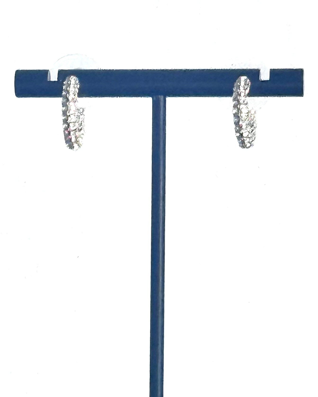 Crystal Pavé Huggie Earrings – Silver