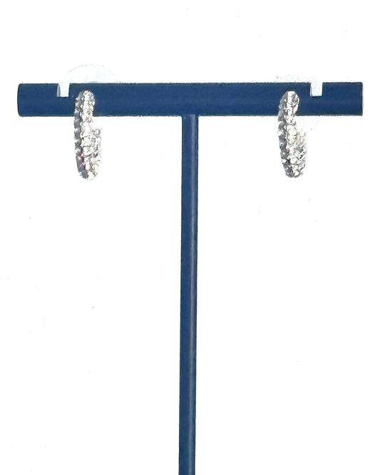 Crystal Pavé Huggie Earrings – Silver