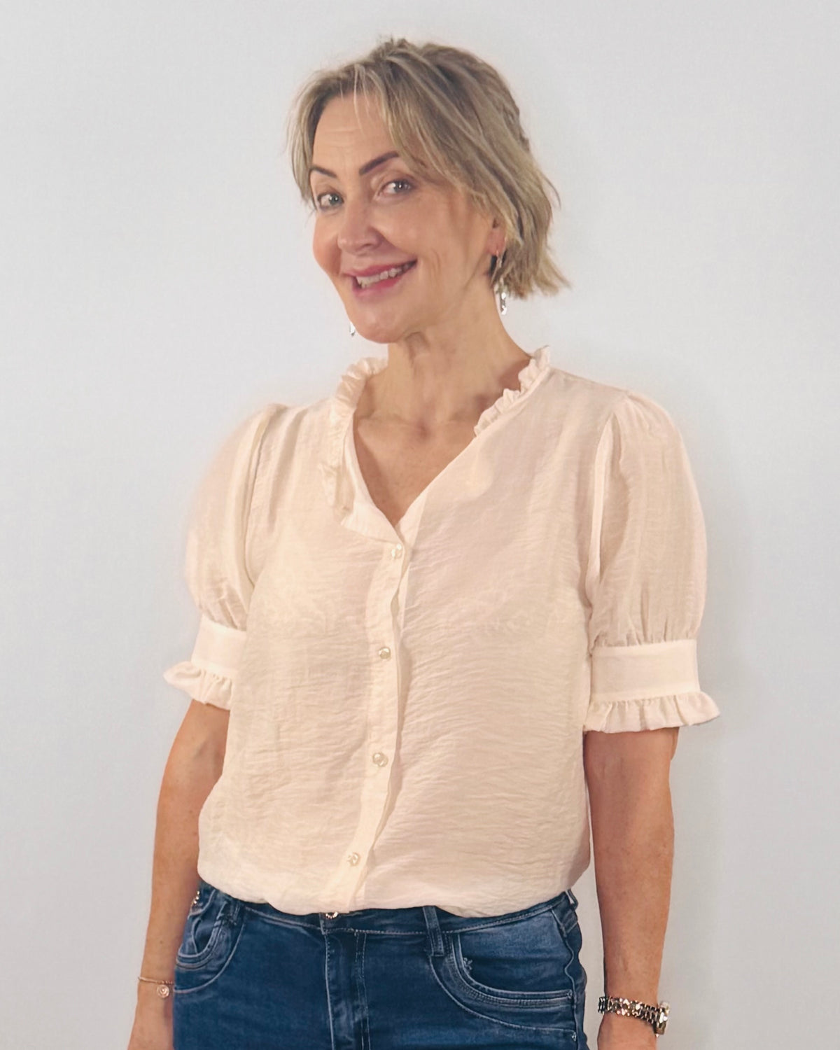The Nahara Sheer Blouse in Off White