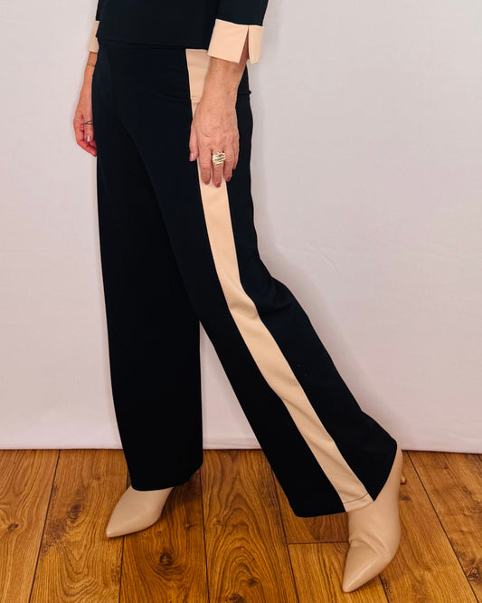 Georgie Contrast Trim Trousers in Black