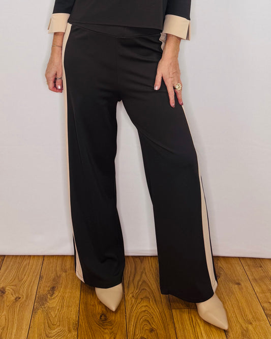 Georgie Contrast Trim Trousers in Chocolate
