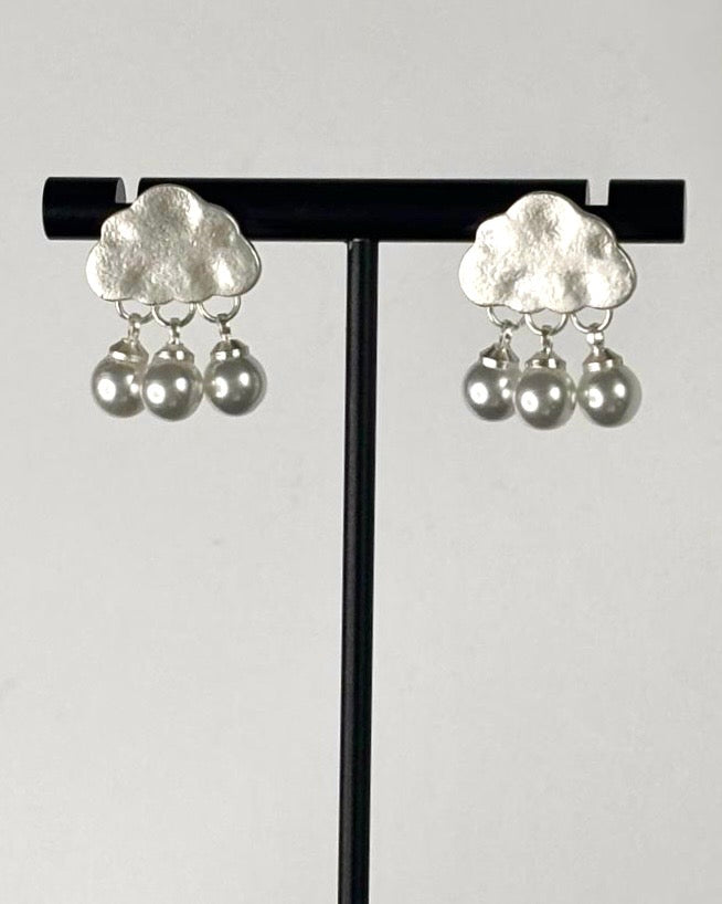 Cloud Pearl Statement Earrings in Silver