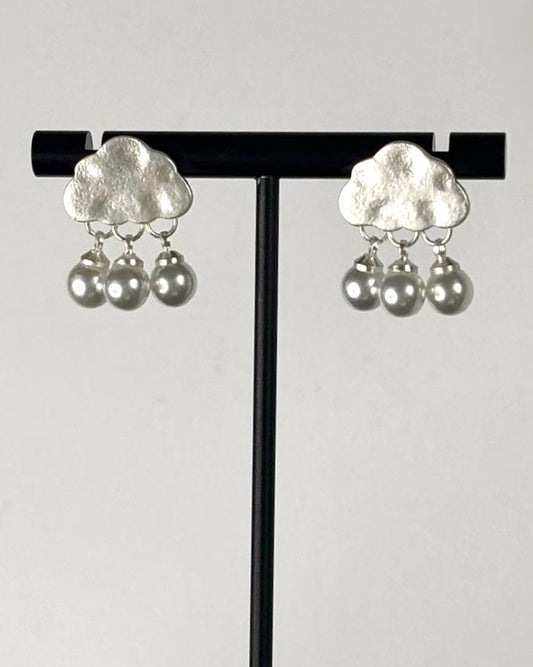 Cloud Pearl Statement Earrings in Silver