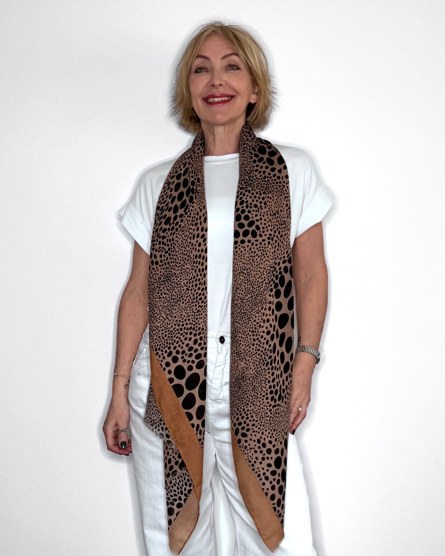 Mocha Leopard Print Scarf