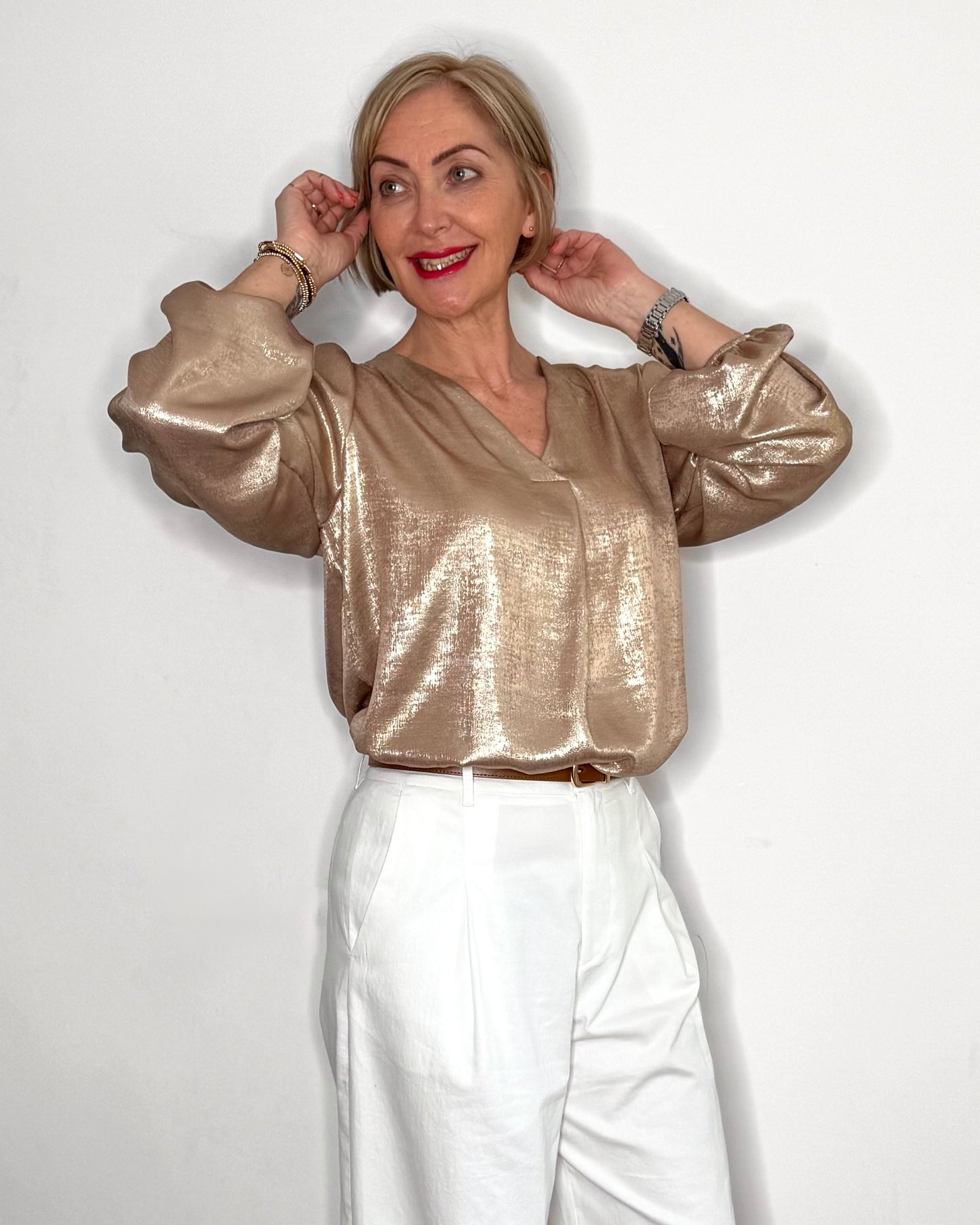 The Elsie Blouse in Pale Gold