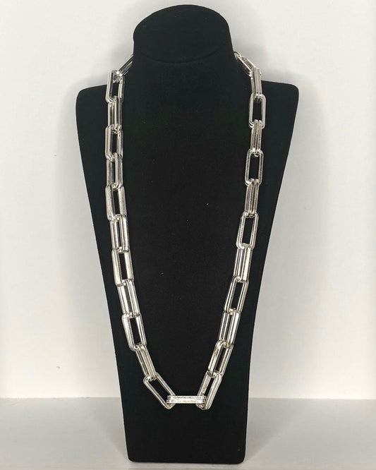 Chunky Link Statement Necklace in Silver