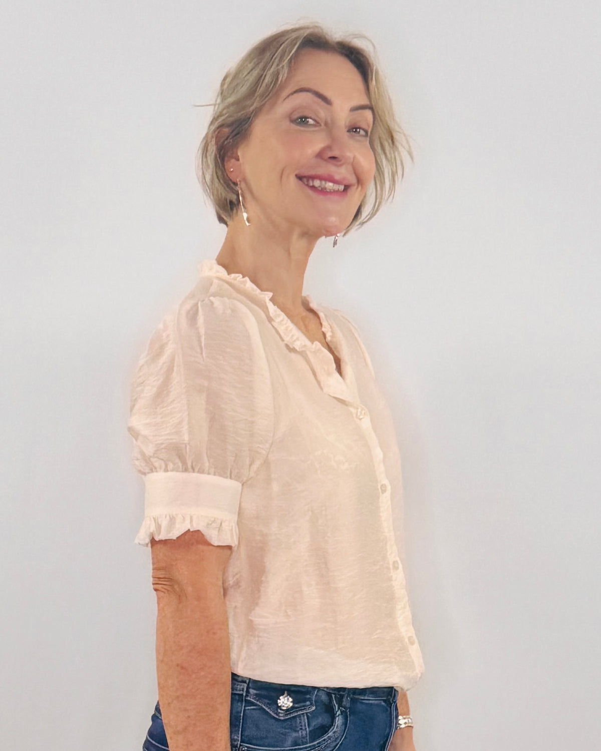 The Nahara Sheer Blouse in Off White