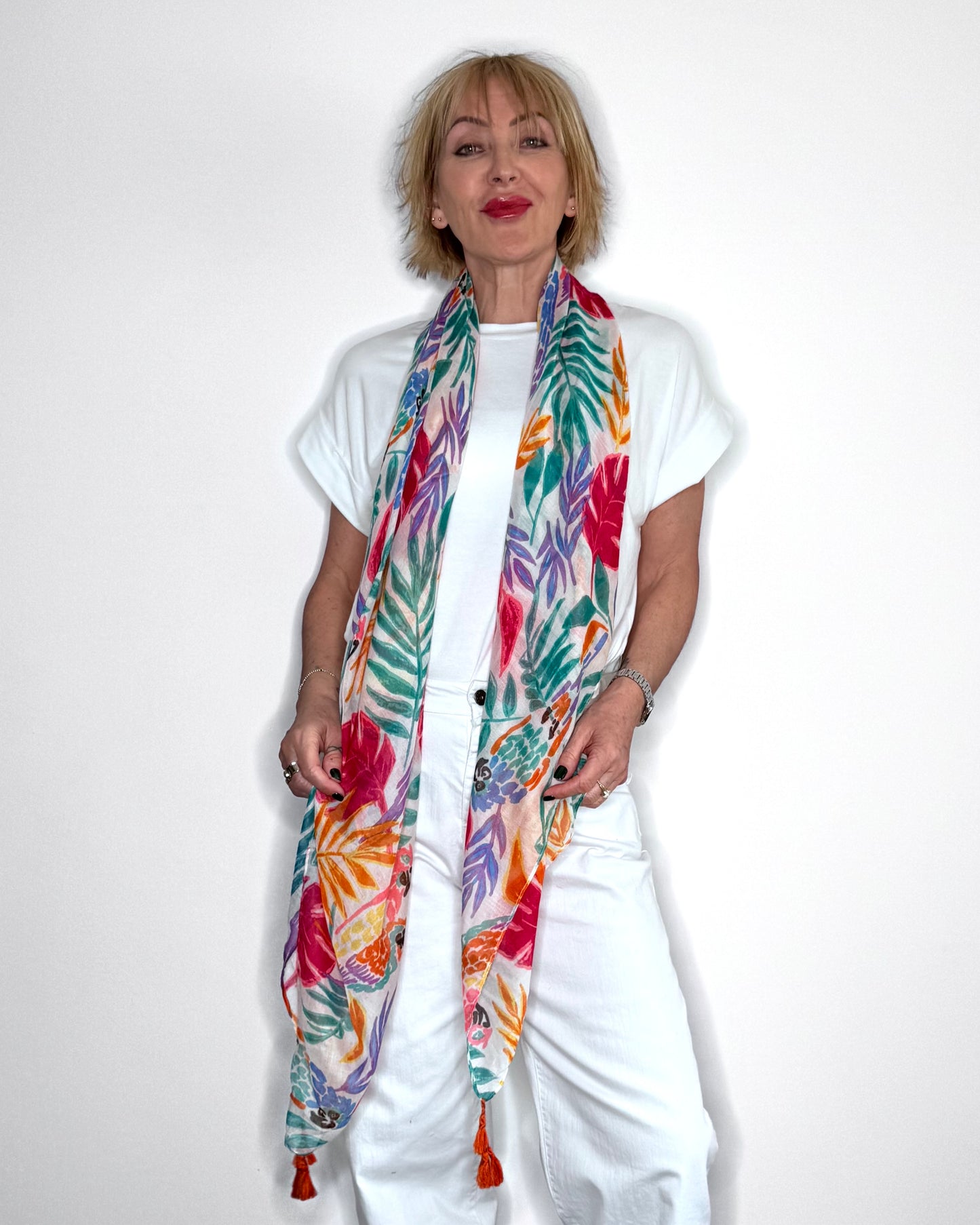 Tropical Parrot Print Scarf