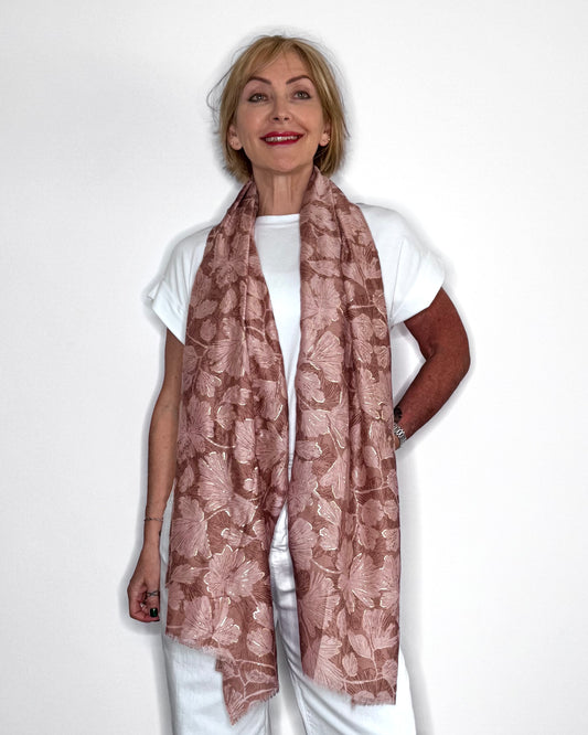 Dusky Pink Floral Scarf