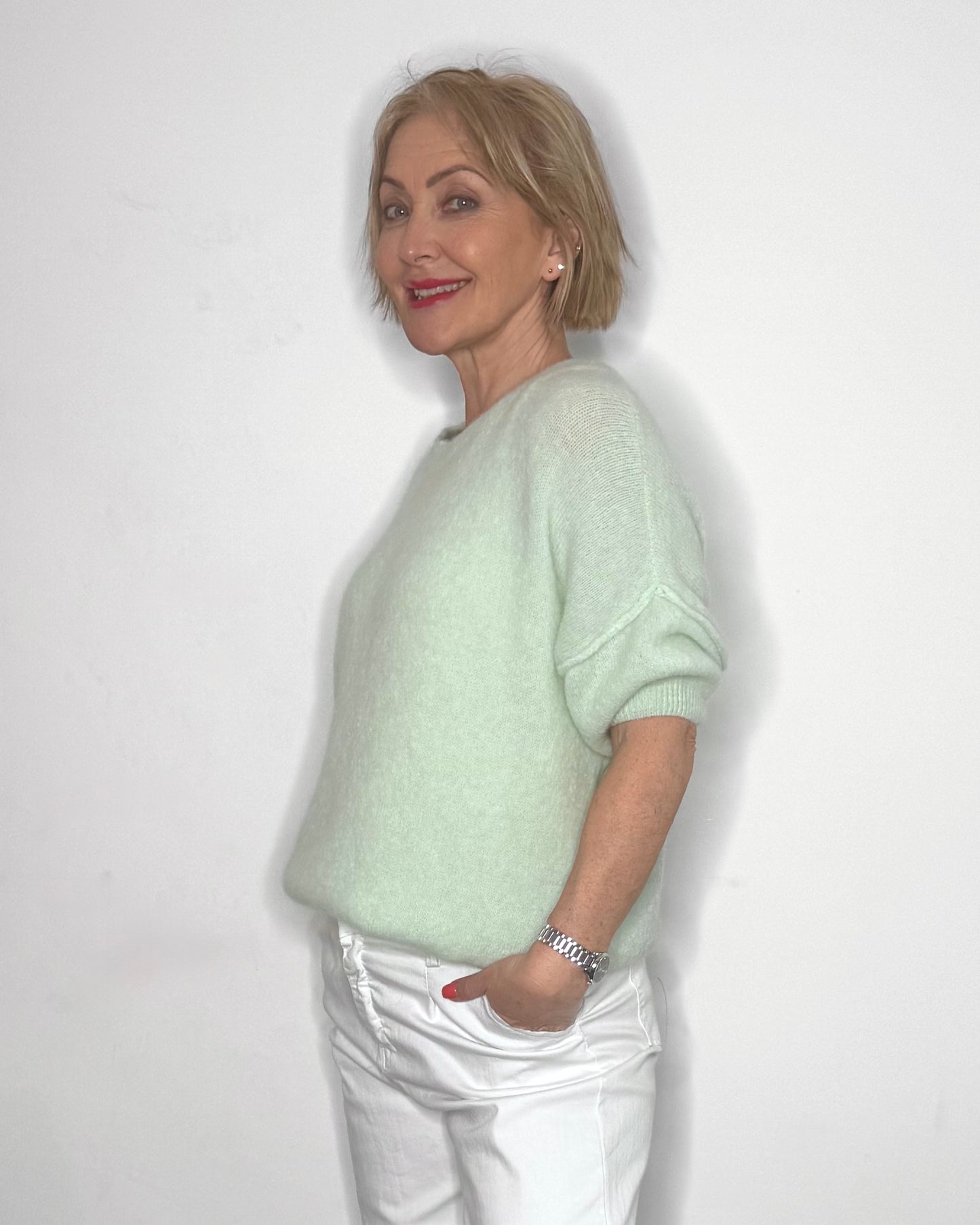 The Jesse Baby Alpaca Knit in Light Green