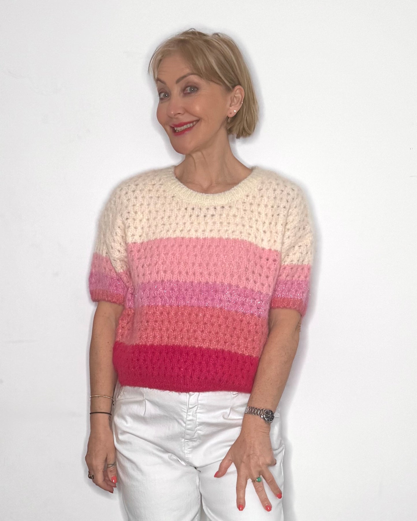 The Briony Stripe Knit in Pink
