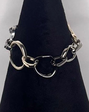 Statement Link Bracelet in Pewter & Silver
