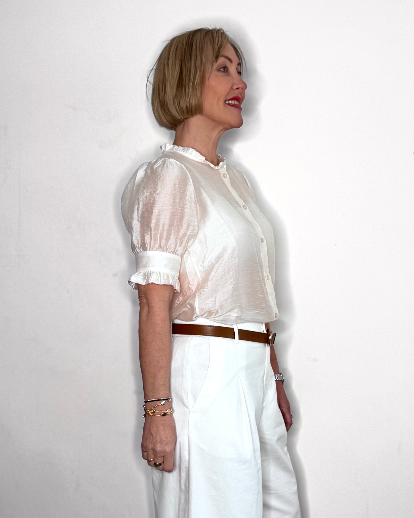The Nahara Sheer Blouse in Off White