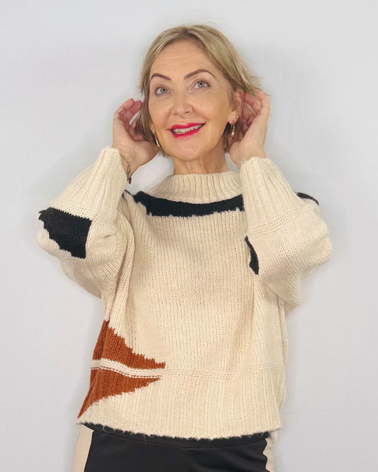 The Fox Jumper in Cream, Brown and Bronze
