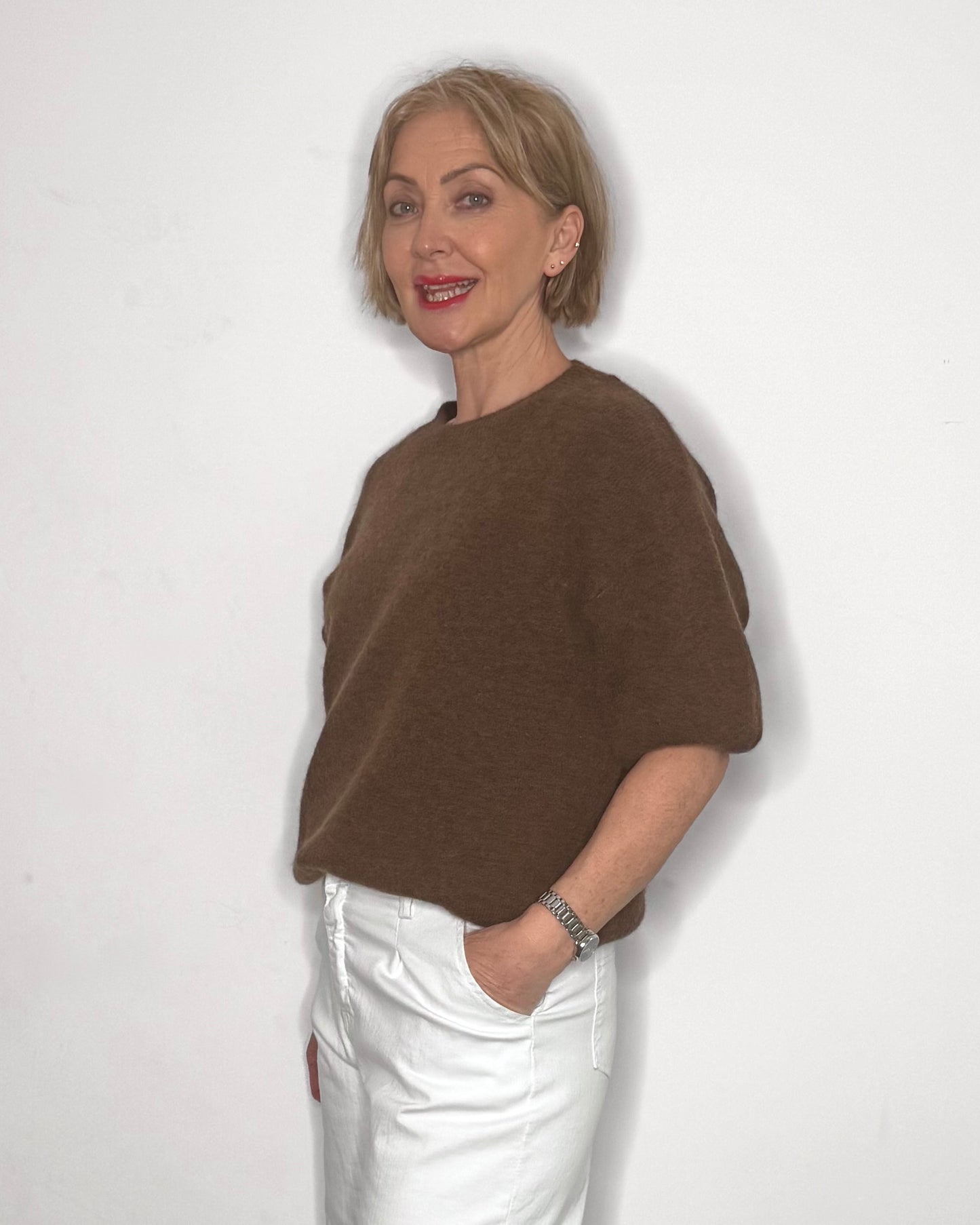The Frankie Crew Neck Knit in Mocha