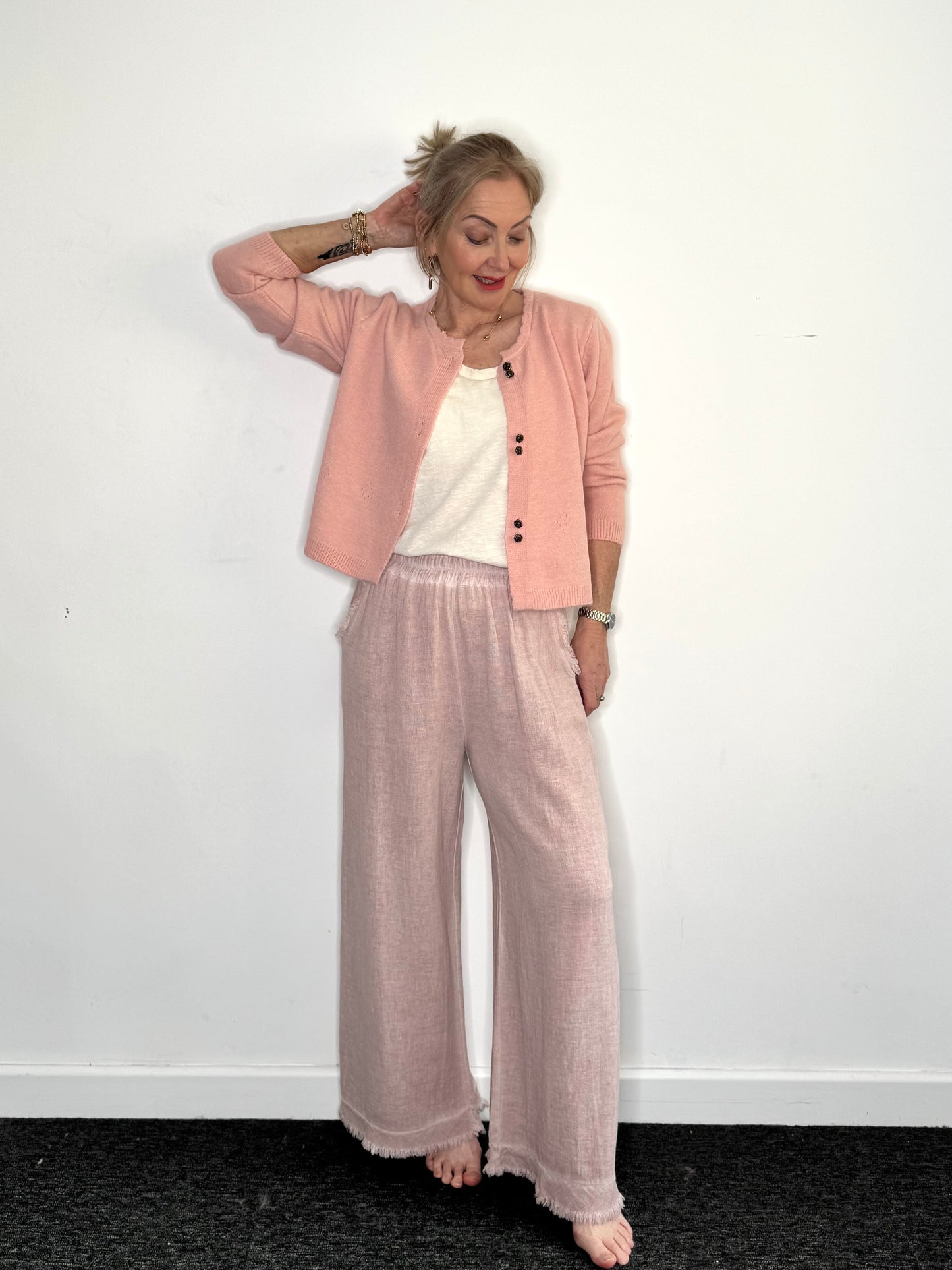 The Elodie Linen Trousers in Pink