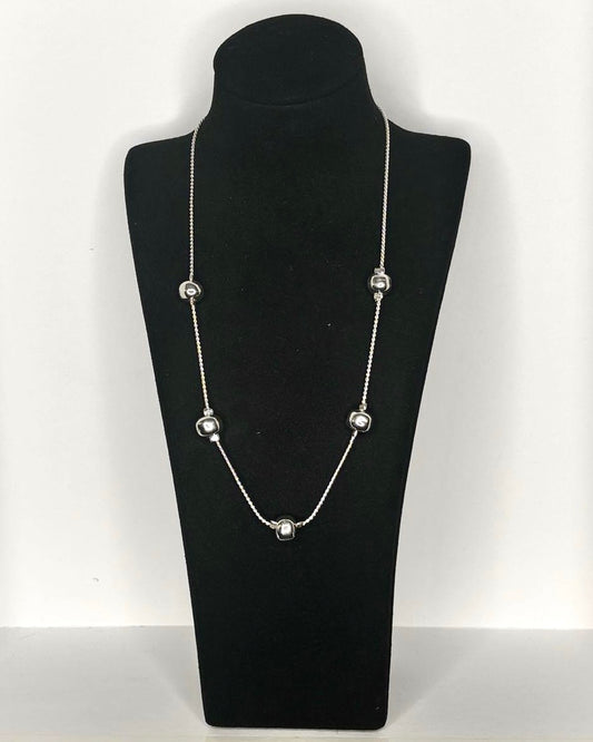 Minimalist Bead Chain Necklace in Silver