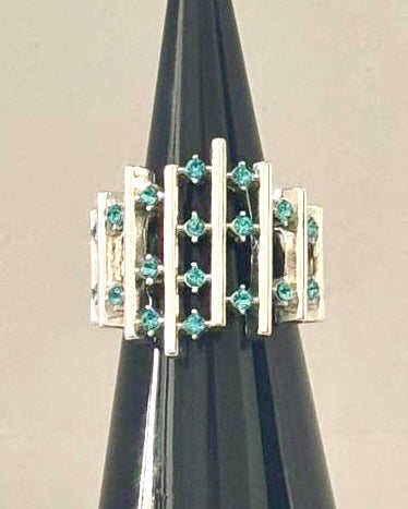 Geometric Crystal Statement Ring in Silver