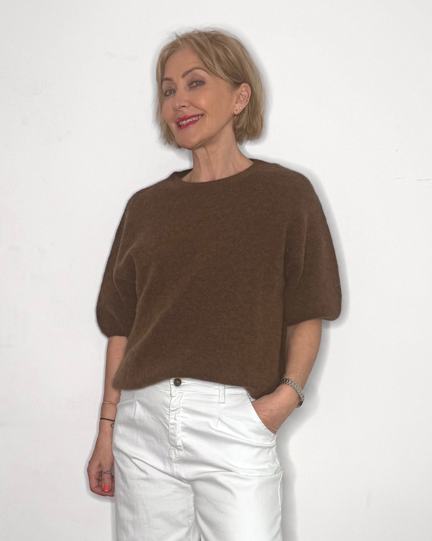 The Frankie Crew Neck Knit in Mocha