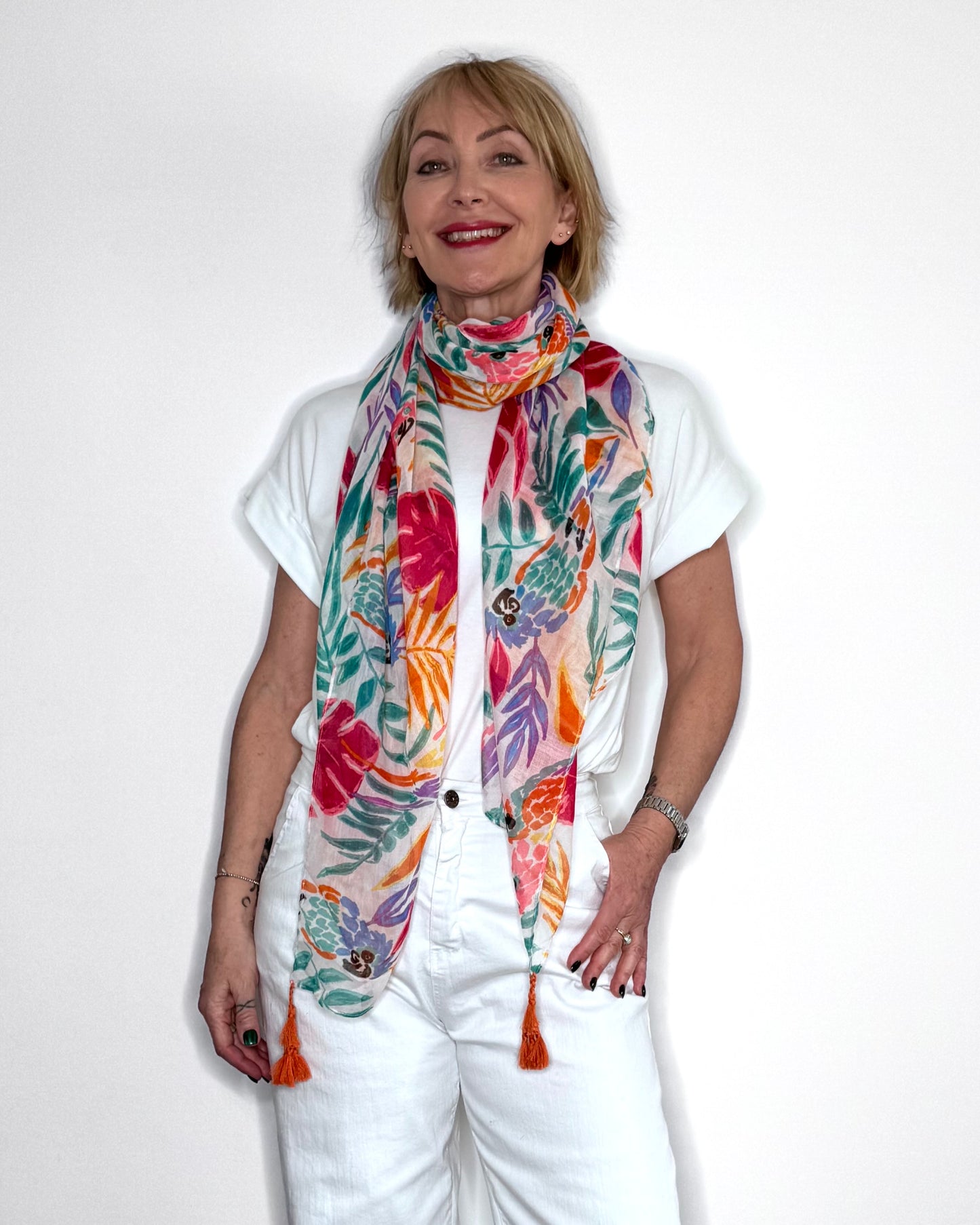 Tropical Parrot Print Scarf