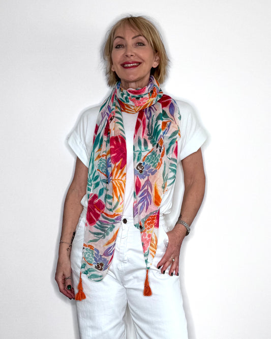 Tropical Parrot Print Scarf