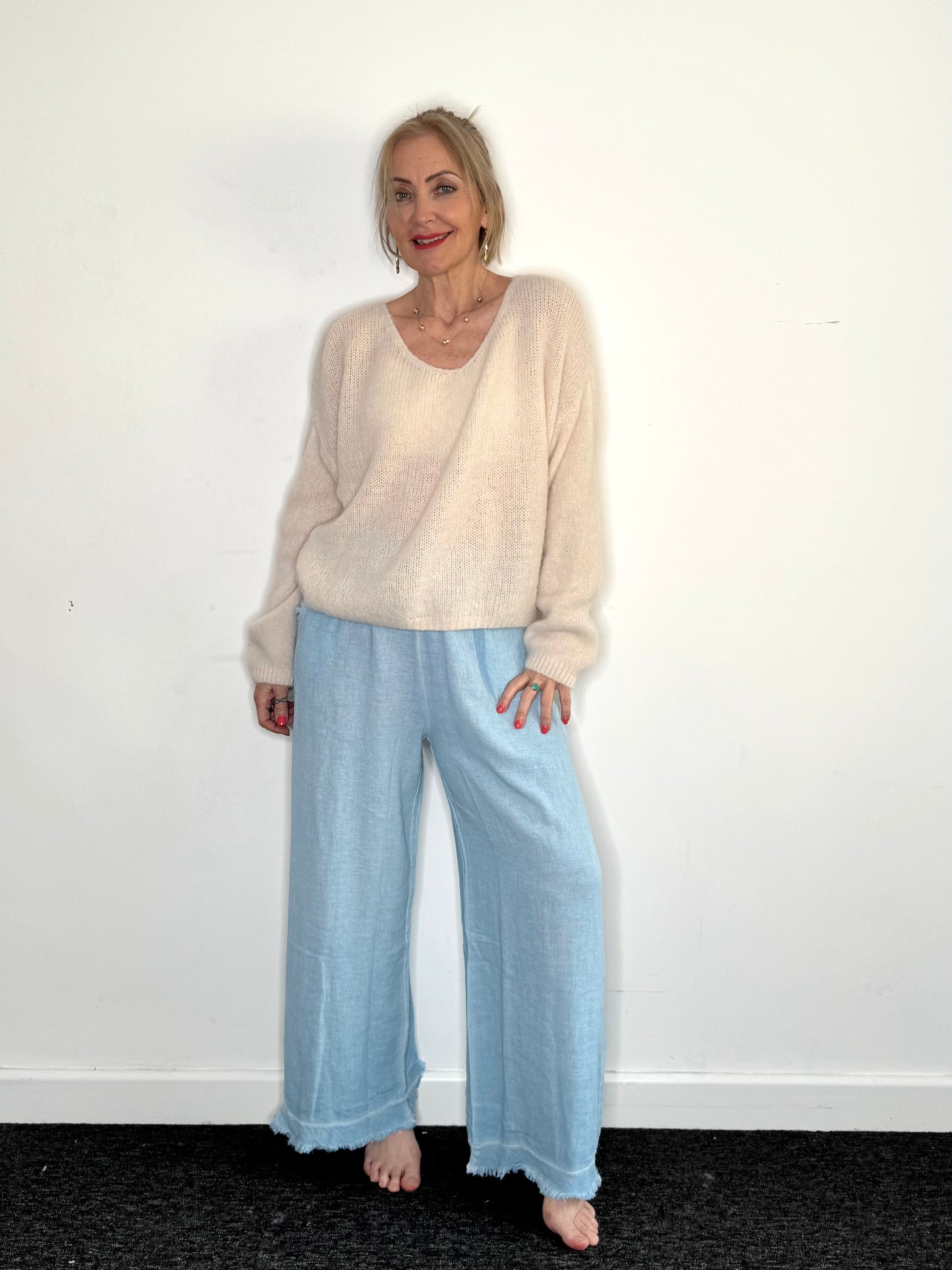 The Elodie Linen Trousers in Blue