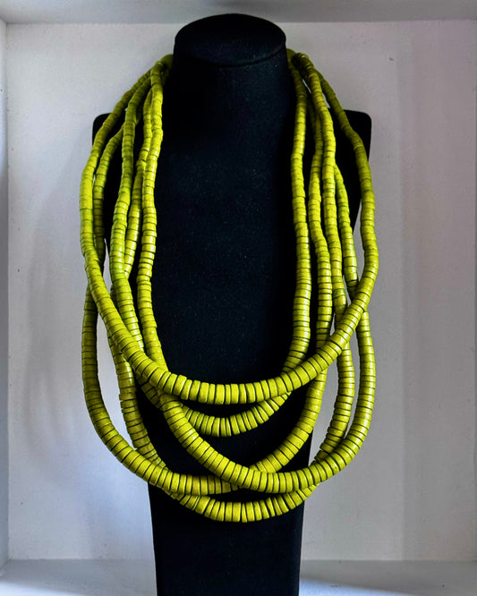 Luna Multi-Strand Necklace in Olive Green