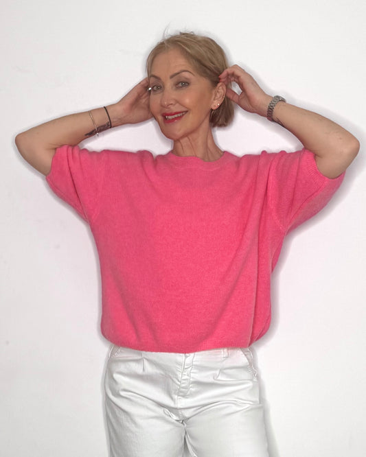 The Frankie Crew Neck Knit in Candy Pink
