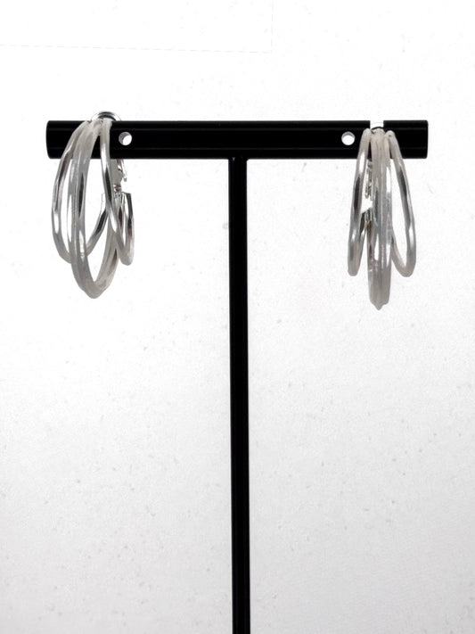 Twist Hoop Statement Earrings in Silver