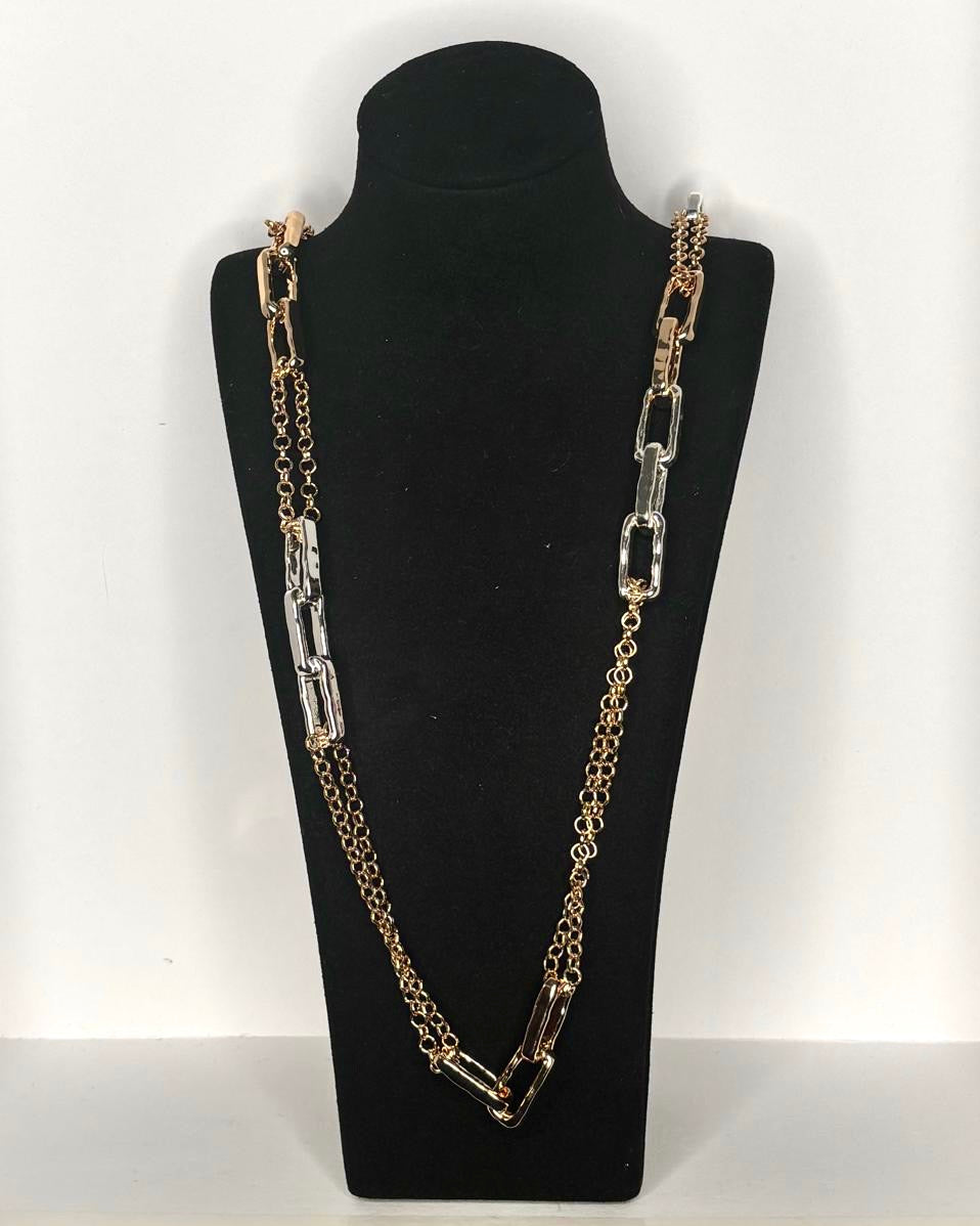 Mixed Link Statement Necklace in Gold & Silver
