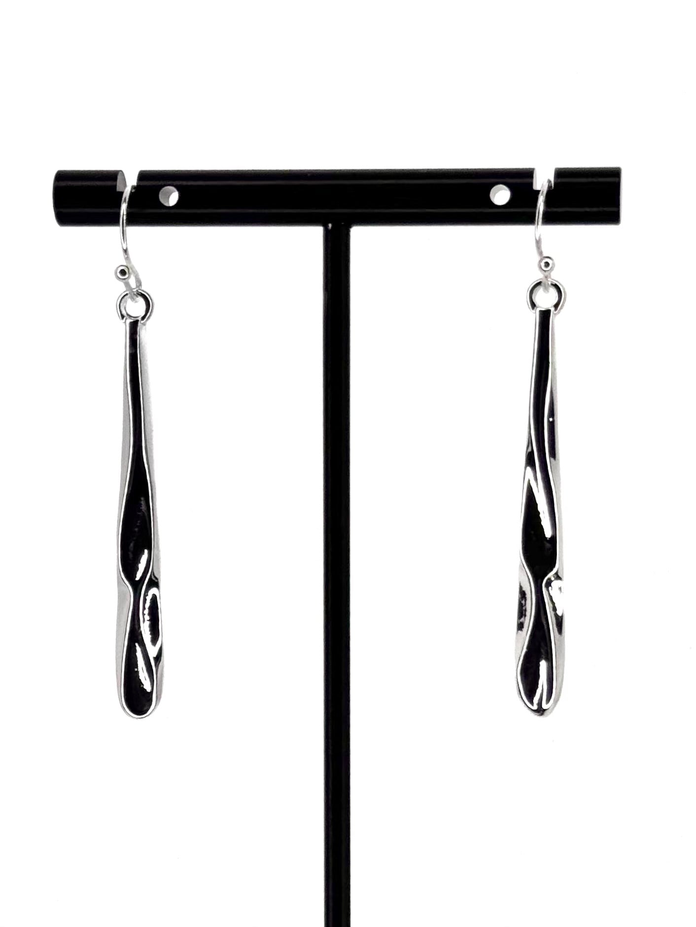 Sculptural Drop Earrings in Silver