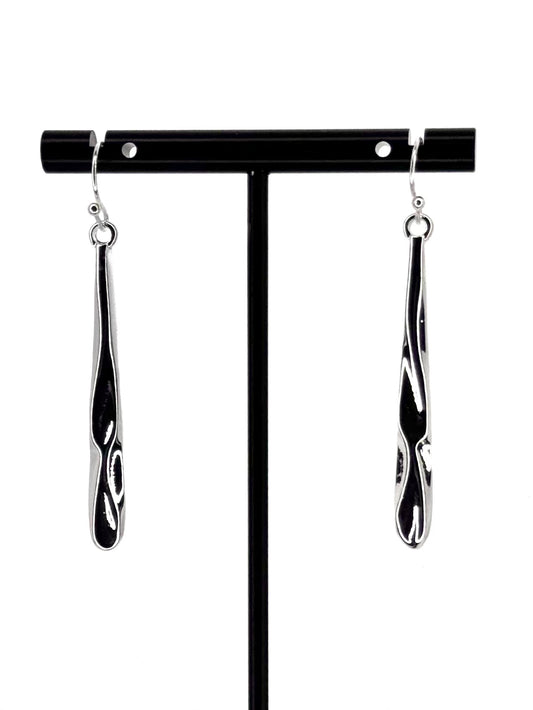 Sculptural Drop Earrings in Silver