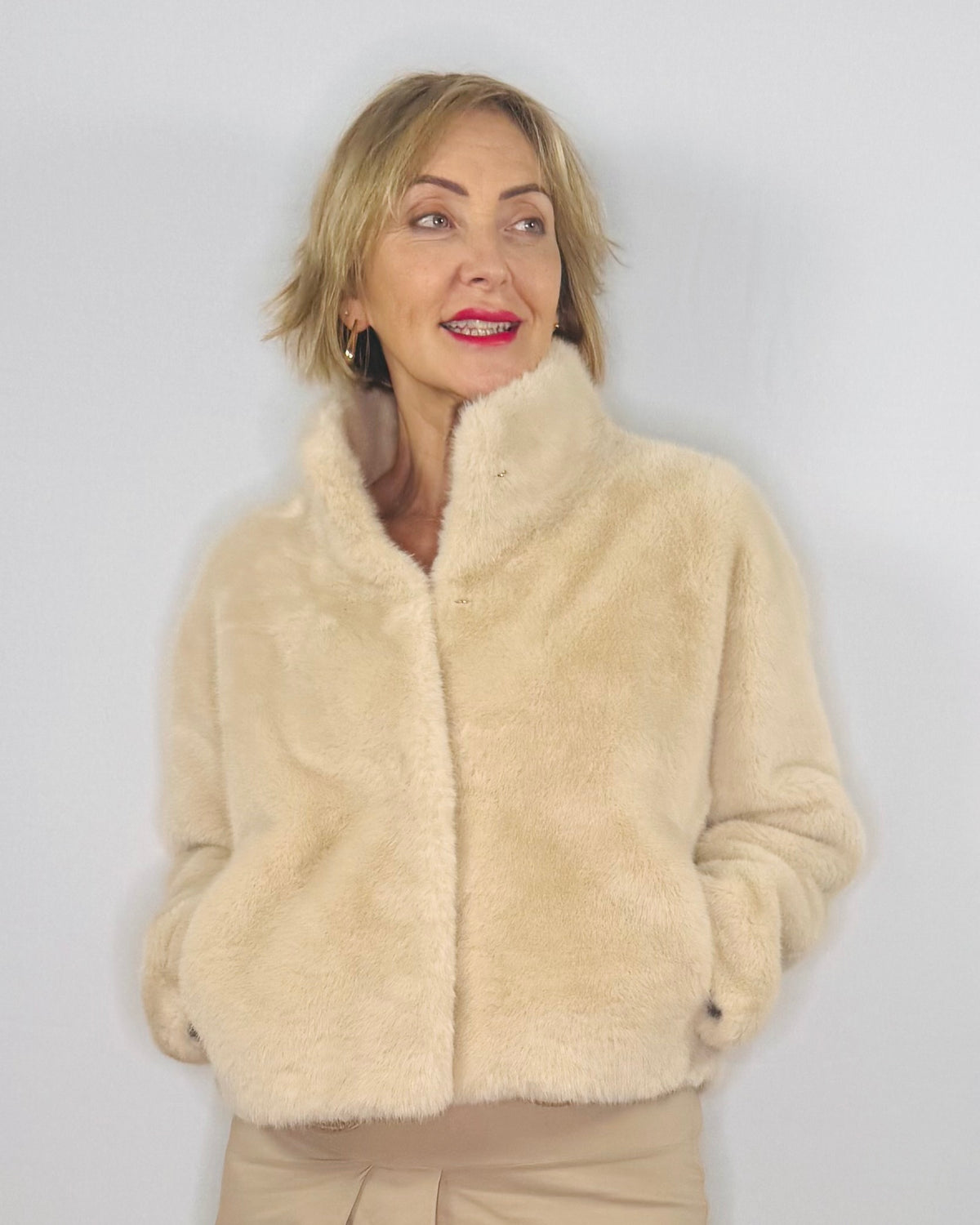 The Margot Faux Fur Jacket in Cream