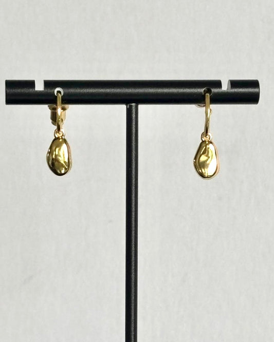 Organic Drop Hoop Earrings in Gold