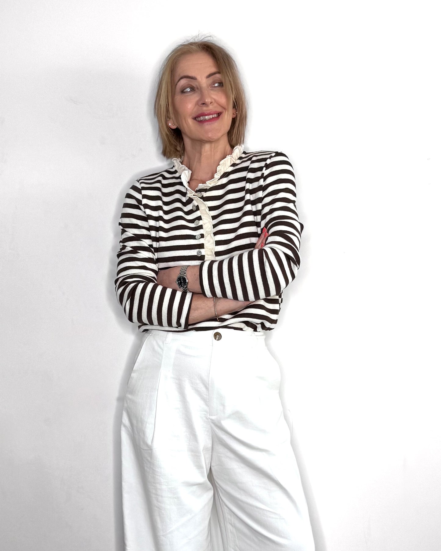 The Pascale Stripe Top in Chocolate