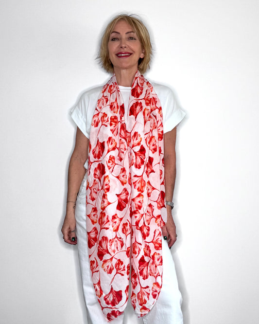 Floral Print Scarf in Red