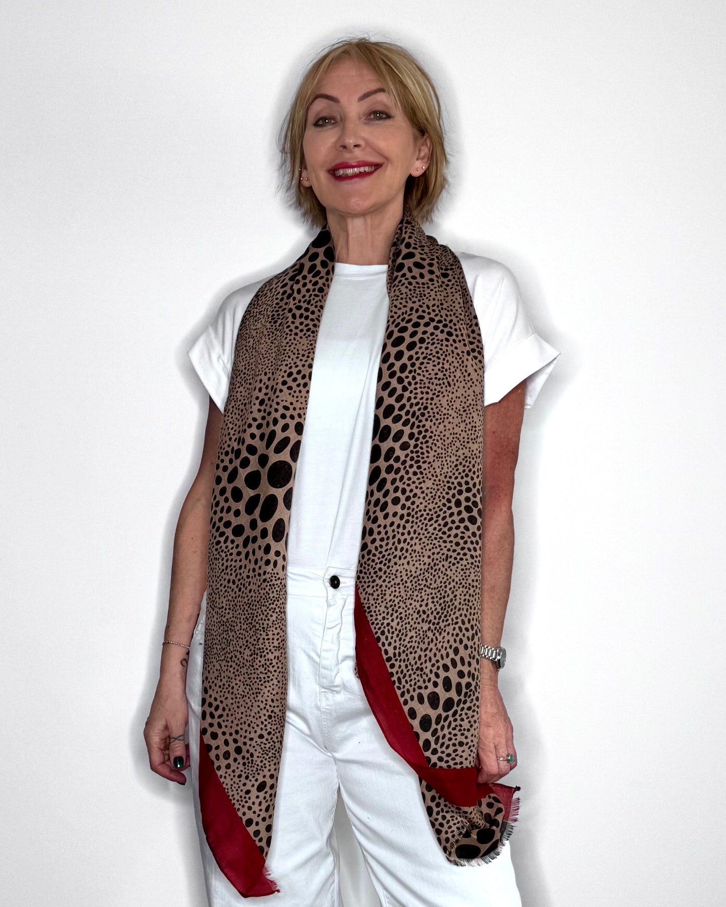 Taupe Leopard Print Scarf